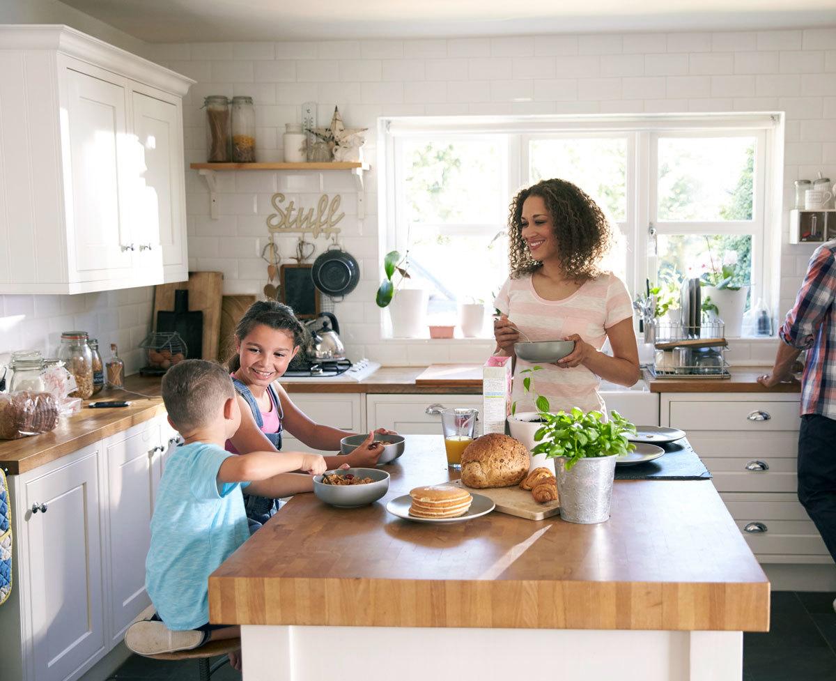 family in their kitchen